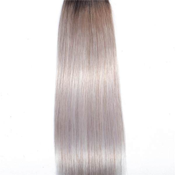Virgin Hair Natural Straight Ombre Dark Roots Grey Hair Bundles - Image 7